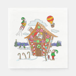 Guardanapo De Papel Papais noeis de Cena de Natal Cômico Elves e Rudol