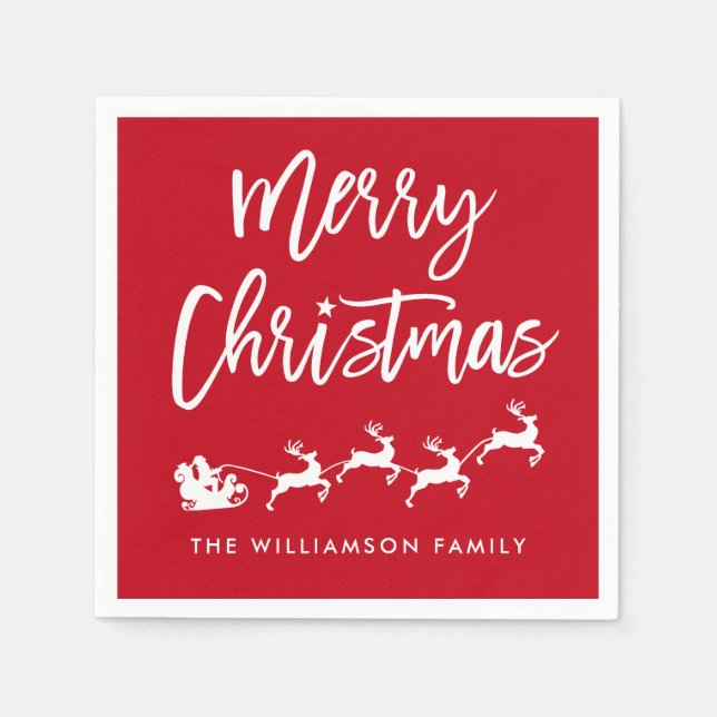 Guardanapo De Papel Papais noeis de Estrela com Script de Pincel Moder (Frente)