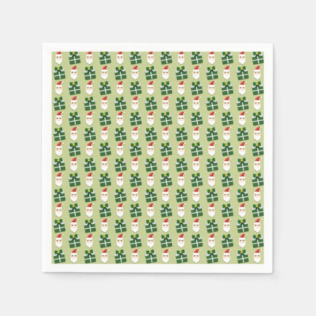 Guardanapo De Papel Papais noeis de Natal Vermelho e Verde Festivo (Frente)