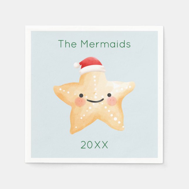 Guardanapo De Papel Papais noeis de Starfish Natal (Frente)