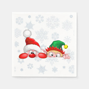Guardanapo De Papel Papais noeis e Elf Cute e Caracteres Engraçados