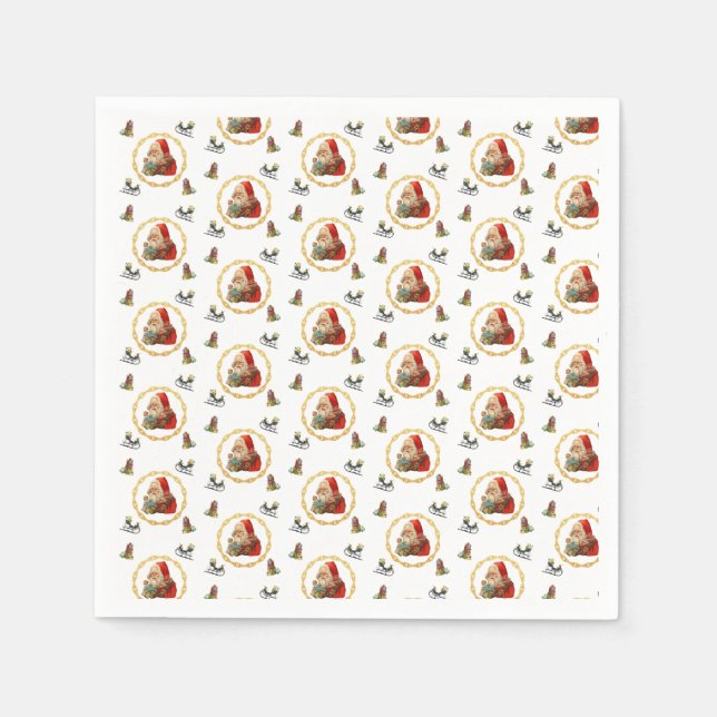 Guardanapo De Papel Papais noeis em Dourada Fúria com Elementos de Nat (Frente)