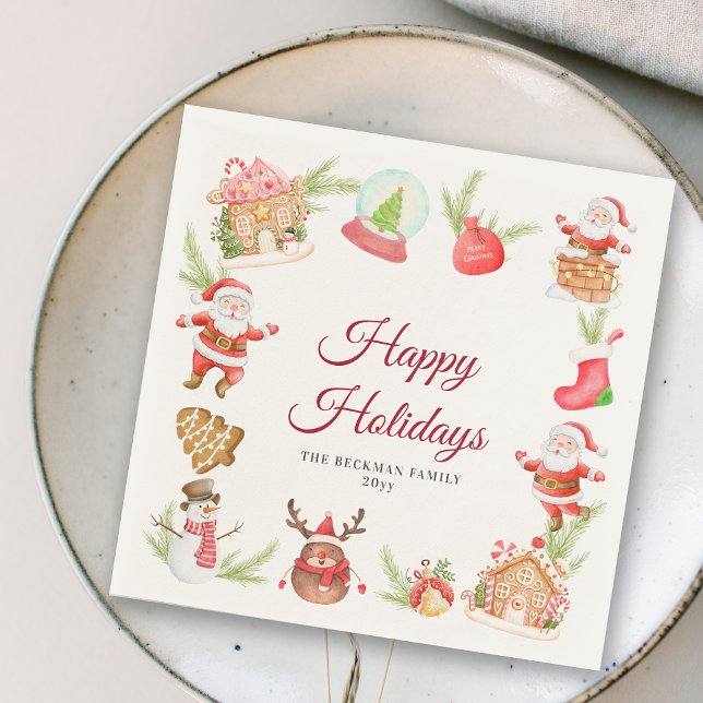 Guardanapo De Papel Papais noeis Gingerbird House Festa de Natal (Santa Gingerbread House Xmas Holiday Party Napkins)