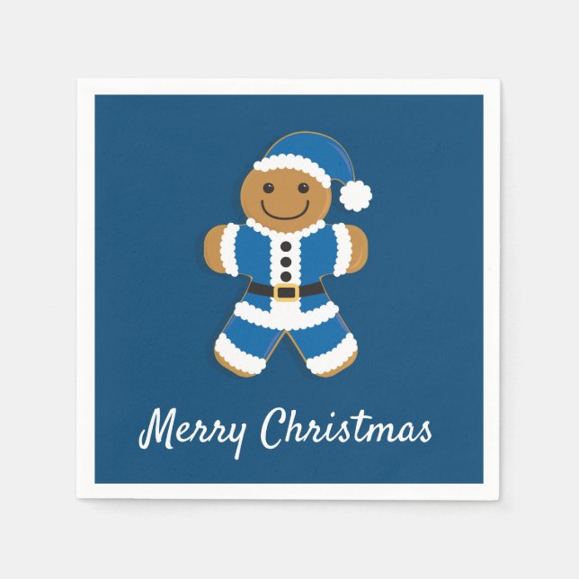 Guardanapo De Papel Papais noeis Gingercake Man Blue | Papel Napkin (Frente)