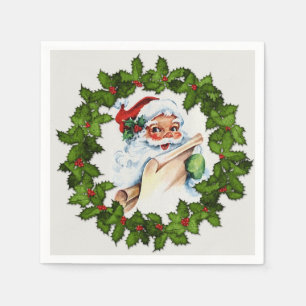 Guardanapo De Papel Papais noeis Holly Wreath Papel de Natal