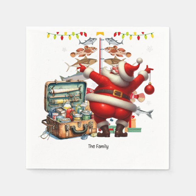 Guardanapo De Papel Papais noeis juntam-se aos fãs de pesca para o Nat (Frente)