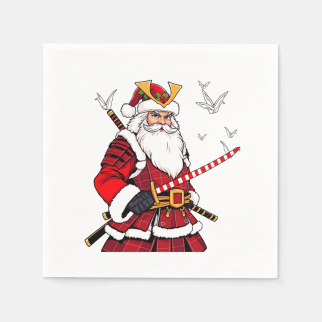 Guardanapo De Papel Papais noeis Natal Papai Noel Art Japonês Samurai (Frente)
