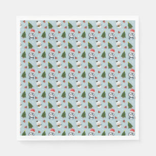 Guardanapo De Papel Papais noeis Pinguins Feliz Padrão de Árvore de Na