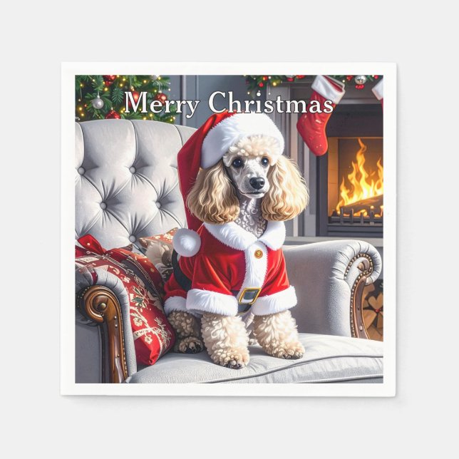 Guardanapo De Papel Papais noeis Poodle Natal (Frente)