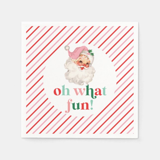 Guardanapo De Papel Papais noeis Retro Rosa Oh Que Divertido (Frente)