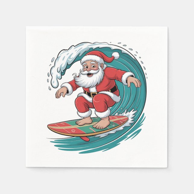 Guardanapo De Papel Papais noeis surfando Natal Surf Natal Natal Natal (Frente)