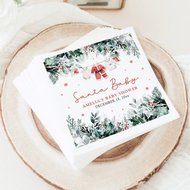 Guardanapo De Papel Papais noeis Vermelhos Bebê Natal Chá de fraldas (Criador carregado)