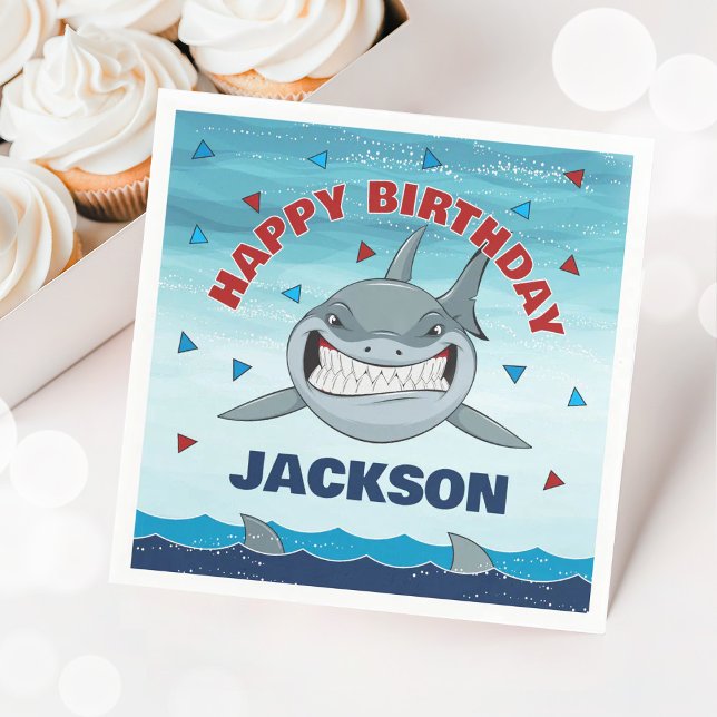 Guardanapo De Papel Papanicolau para Festas de aniversário de tubarão (Criador carregado)