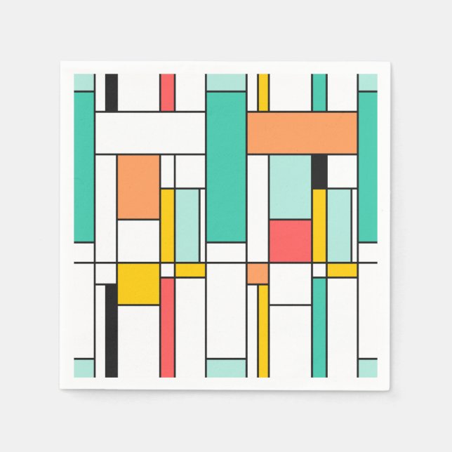 Guardanapo De Papel Papapau da arte moderna - estilo Mondrian (Frente)
