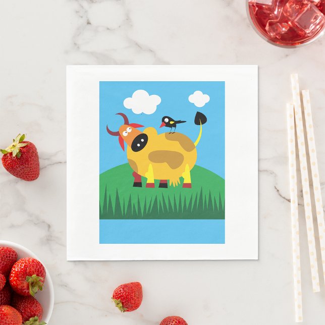 Guardanapo De Papel Papéis De Vaca E De Pássaro Negro (Criador carregado)