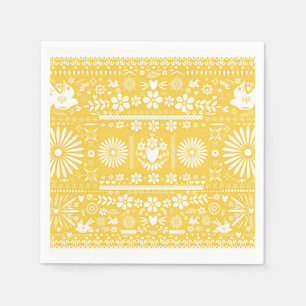Guardanapo De Papel Papel Amarelo Branco Picado Mexicano Casamento