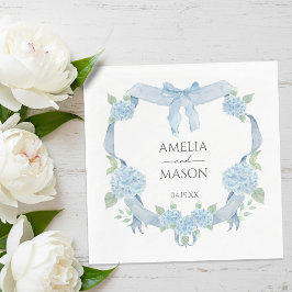 Guardanapo De Papel Papel Aquarela Crista de Hortênsia Azul Casamento