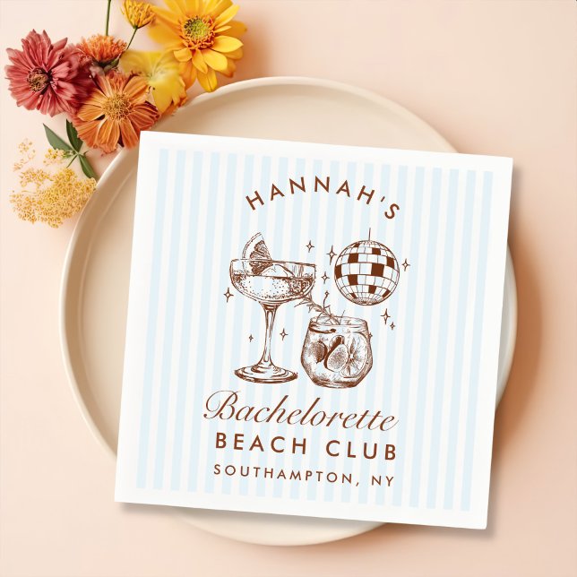 Guardanapo De Papel Papel Azul de Bachelorette Moderno Napkins (Criador carregado)