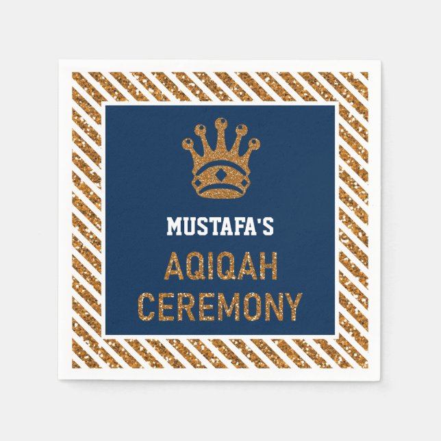 Guardanapo De Papel Papel Azul Dourado Príncipe Príncipe Aqiqah (Frente)