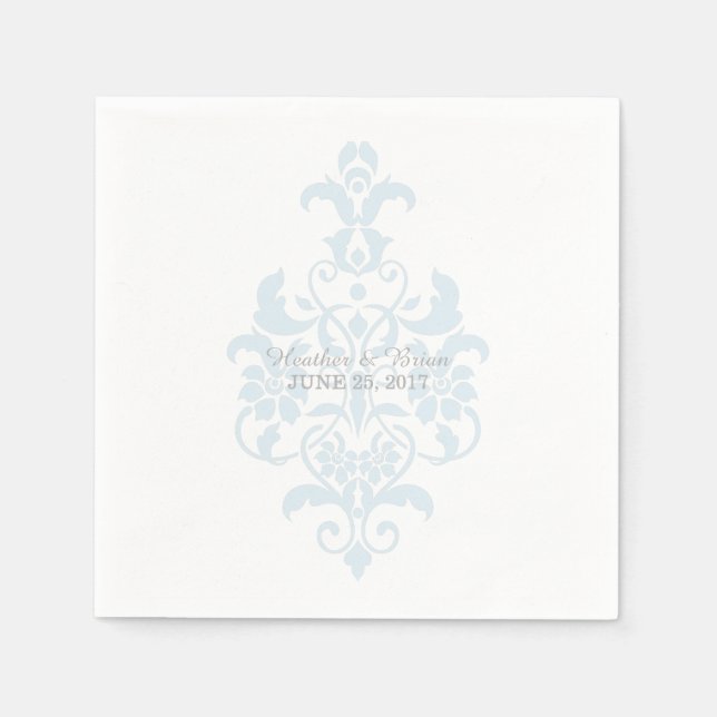 Guardanapo De Papel Papel Azul Sutil Damask Napkins (Frente)