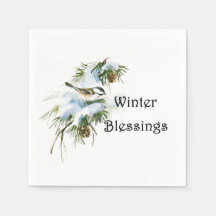 Papel "Bênçãos de Inverno" Napkins Chickadee Snow