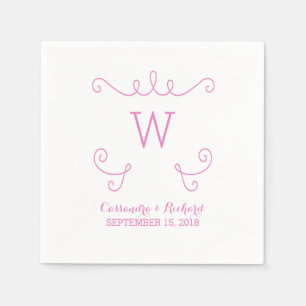 Guardanapo De Papel Papel branco cor-de-rosa para monogramas, cor-de-r
