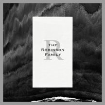 Papel branco e preto Monograma Toalha Convidada