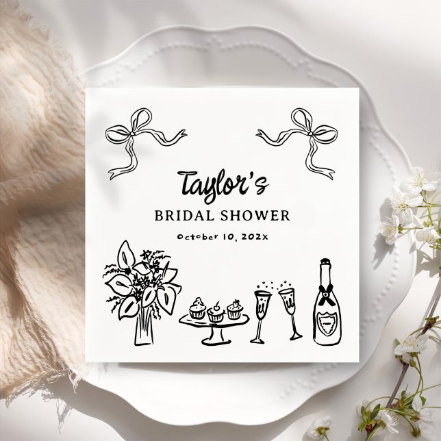 Guardanapo De Papel Papel Caprichoso Preto Desenhado à Mão para Chá de (Criador carregado)