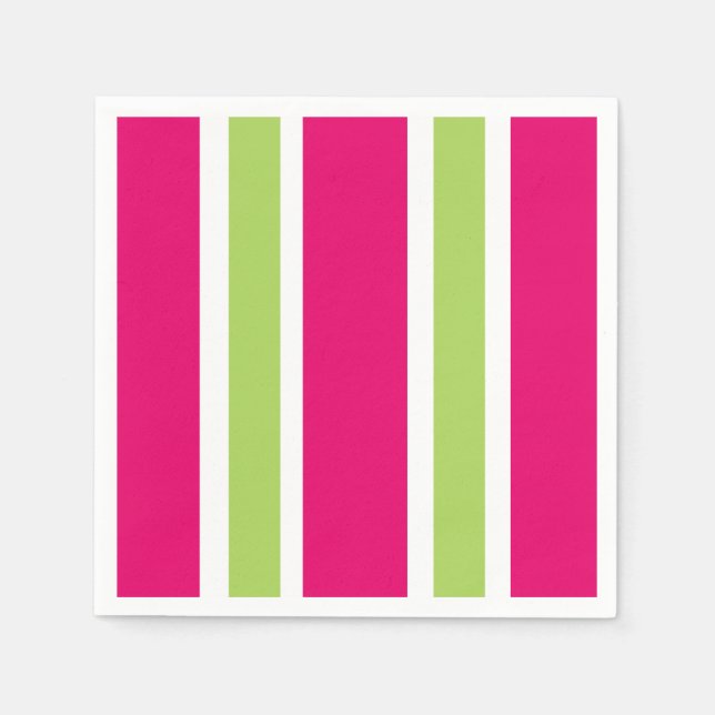 GUARDANAPO DE PAPEL PAPEL CHIC NAPKIN_LOVELY HOT PINK/GREEN STRIPES (Frente)