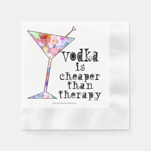 GUARDANAPO DE PAPEL PAPEL COCKTAIL NAPKINS, VODKA MAIS BARATO QUE TERA (Frente)