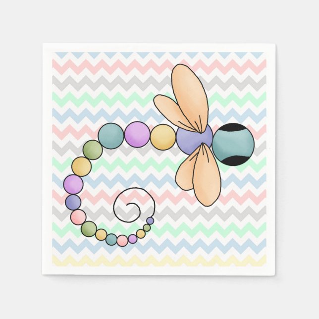 Guardanapo De Papel Papel Colorido Chevron e Dragonfly (Frente)