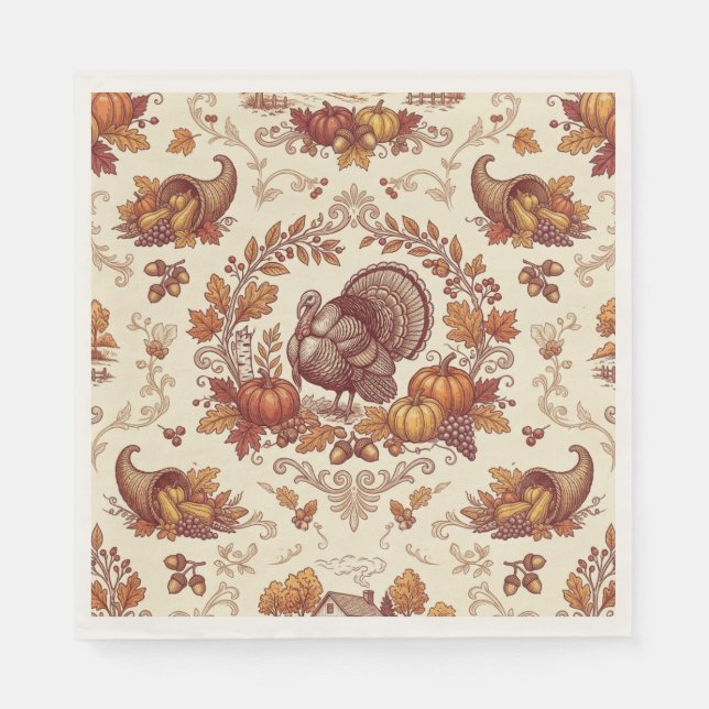 Guardanapo De Papel Papel com design de toile de peru de Ação de Graça (Frente)