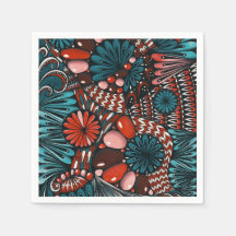 Papel com Padrão Abstrato Zentangle 3D em Azul Tur