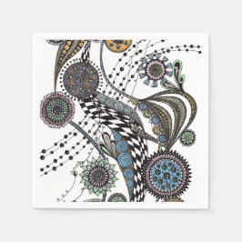 Guardanapo De Papel Papel com Padrão Floral Zentangle Colorido Caprich