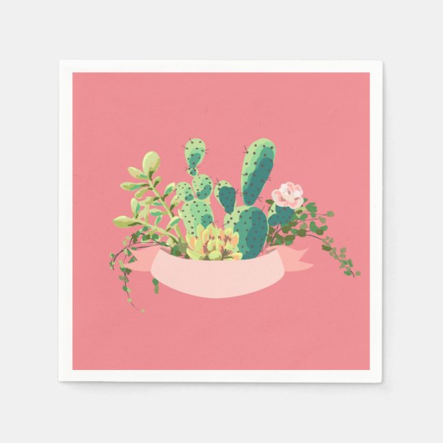 Guardanapo De Papel Papel coquetel Napkin Bohemian Cactus Succults D (Frente)