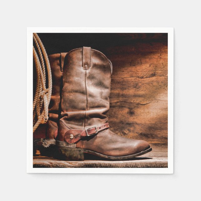 Guardanapo De Papel Papel coquetel Napkin Cowboy Boots Barn Wood Ritis (Frente)