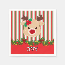 Guardanapo De Papel Papel Customizado com Rena de Natal Fofo