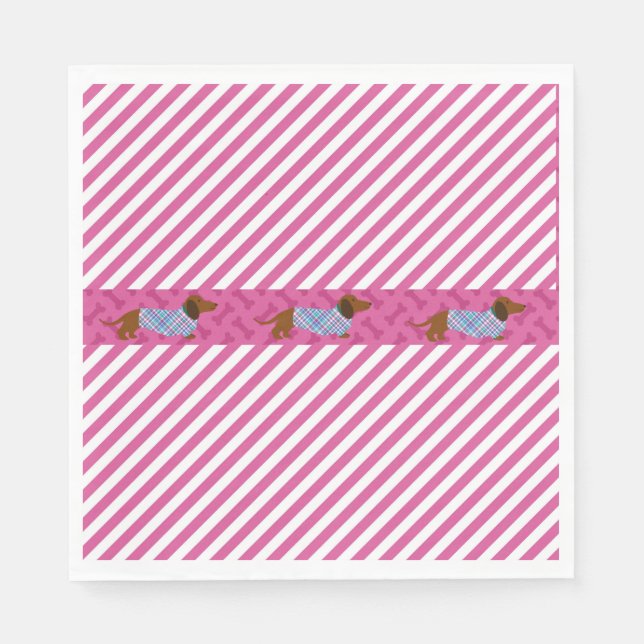 Guardanapo De Papel Papel Dachshund de Strik Rosa Napkins (Frente)