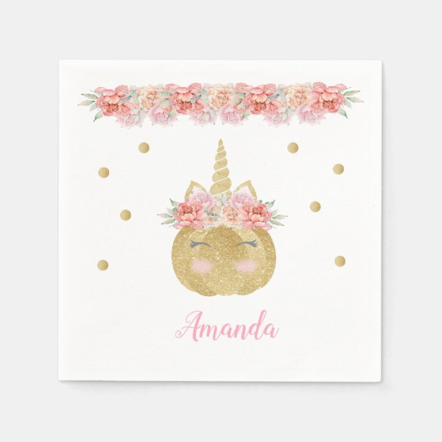 Guardanapo De Papel Papel de Abóbora Unicorna Napkin (Frente)