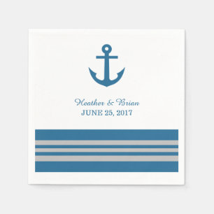 Guardanapo De Papel Papel de Âncora Náutica da Cinza Azul Nápoles