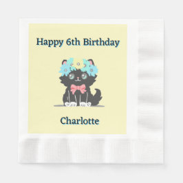 Guardanapo De Papel Papel de Aniversário Adorável do Gatinho Negro