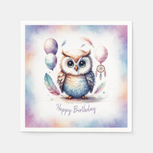 Guardanapo De Papel Papel de Aniversário de Bexigas de Coruja de Bebê