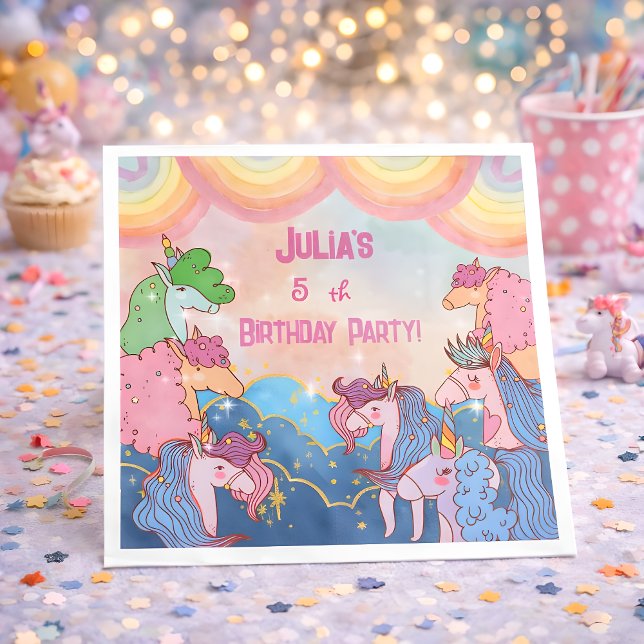 Guardanapo De Papel Papel de Aniversário de criança Pastel Unicorn (Criador carregado)