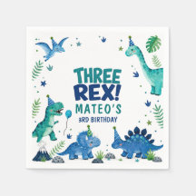 Papel de Aniversário de Três Anos do Rex Dinossaur