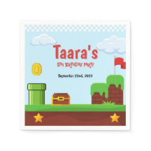 Papel de Aniversário de Videogame Retrô Pixel Arca