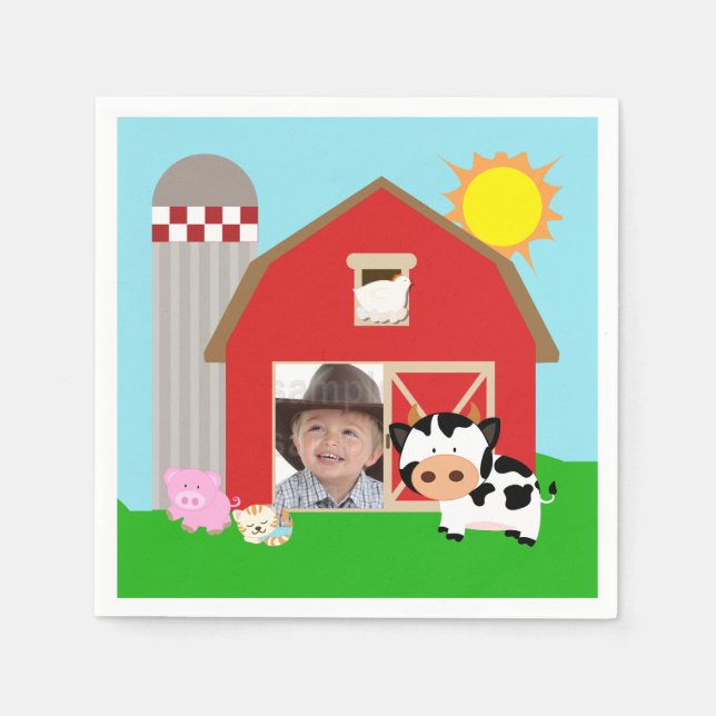 Guardanapo De Papel Papel de Aniversário para Fazenda de Fotografias P (Frente)