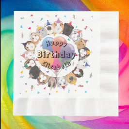 Guardanapo De Papel Papel de Aniversário para Porcos e Balões de Guiné