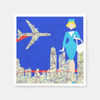 Papel de Atendedor de Voo Retroativo Napkins