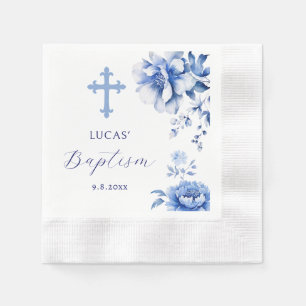 Guardanapo De Papel Papel de Batismo Azul Flores Nápoles