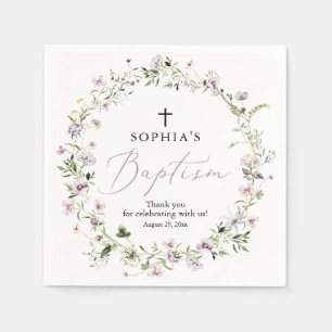 Guardanapo De Papel Papel De Batismo Para Garota De Flor Selvagem Roxo